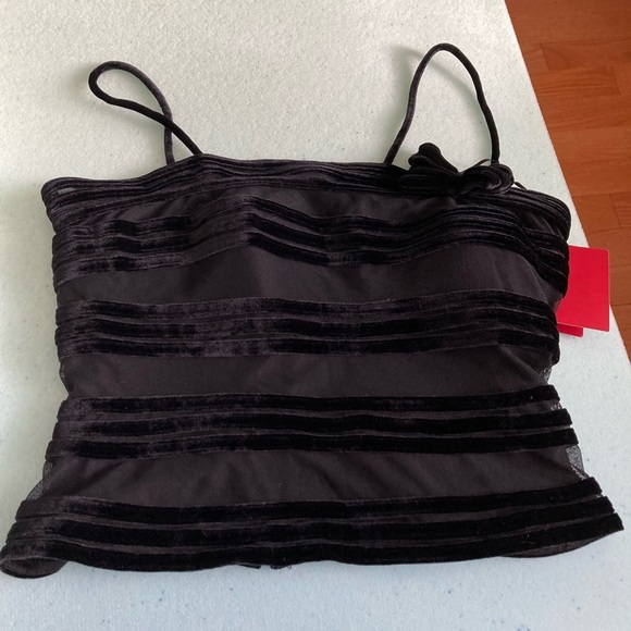 Dressy velvet strips on sheer material, black JS brand, s 10, lined. Vintage NWT - Picture 1 of 7